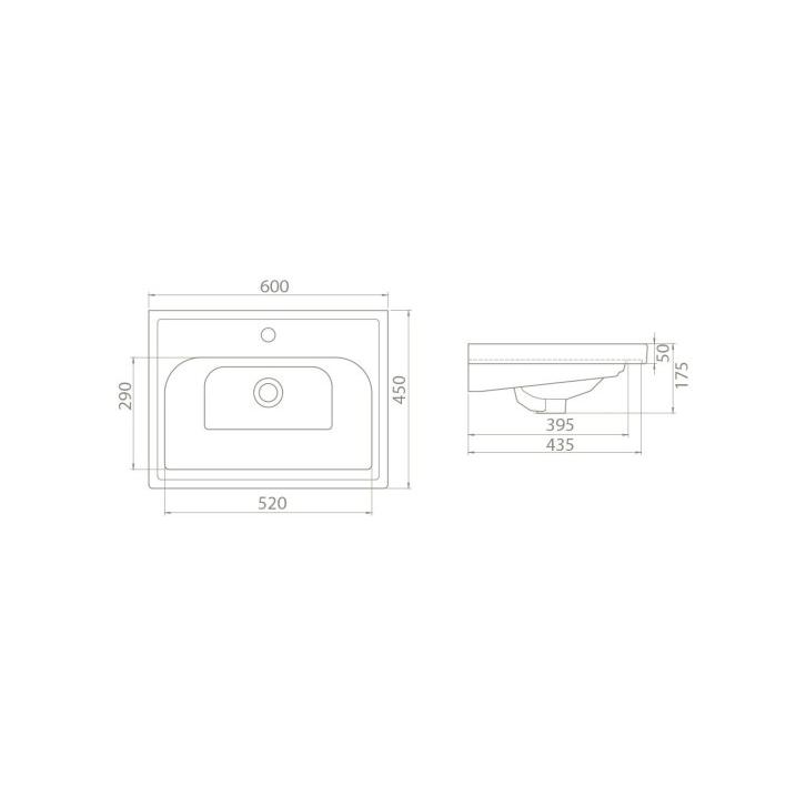 Умывальник мебельный Opadiris CeraStyle Frame 60 031000-u белый