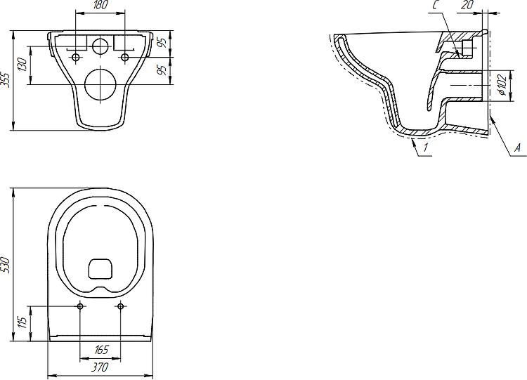 Комплект Cersanit City CO DPL EO slim + Cersanit Vector + Cersanit Pilot стекло белый