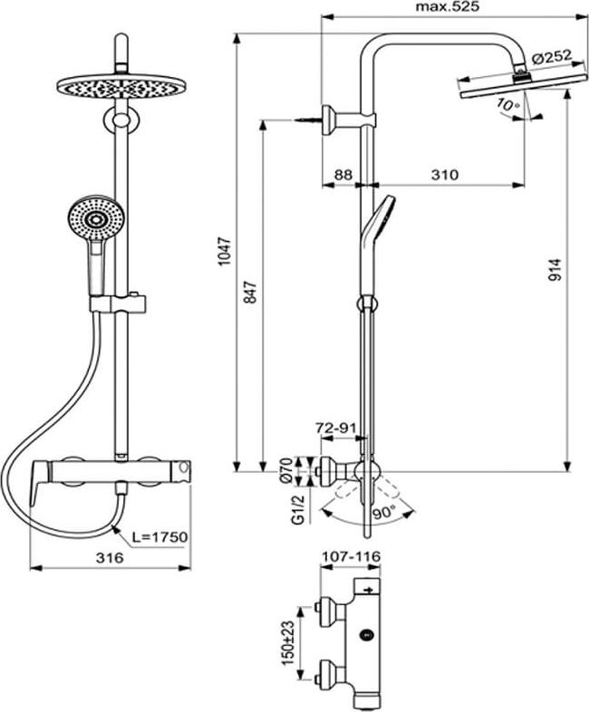 Душевая стойка Ideal Standard IdealRain Eco Evo SL B2266AA, хром