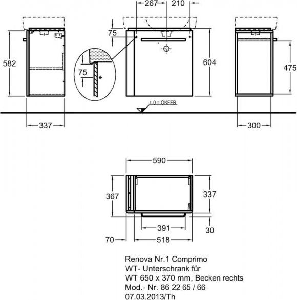 Тумба под раковину 60 см Geberit Renova Compact 862265000, белый