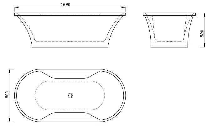 Акриловая ванна Gemy 169х80 G9228 белый