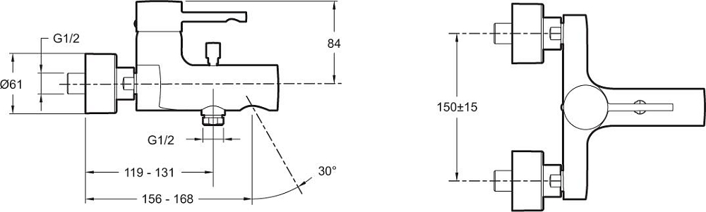 Смеситель для ванны с душем Jacob Delafon Cuff E45532-CP