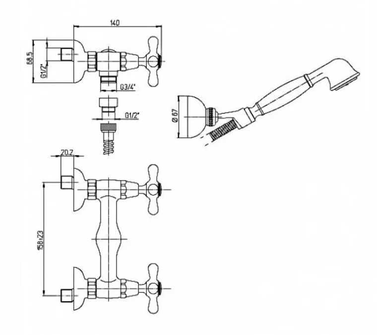 Смеситель для душа Paini Liberty 17F3509 бронза