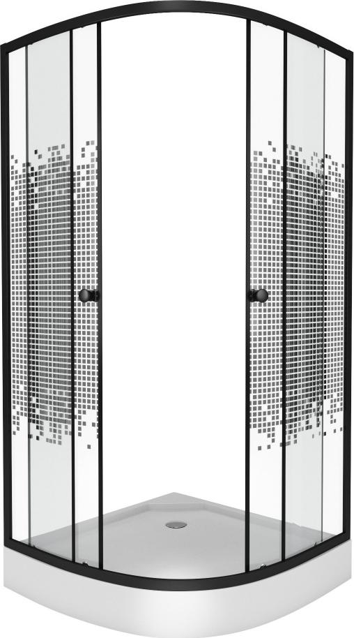Душевой уголок Niagara 0071452B NG-007-14BLACK 90х90х195 стекло с узором