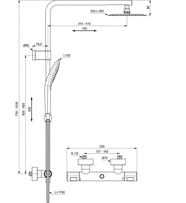 Душевая система Ideal Standard Ceratherm A7705AA хром