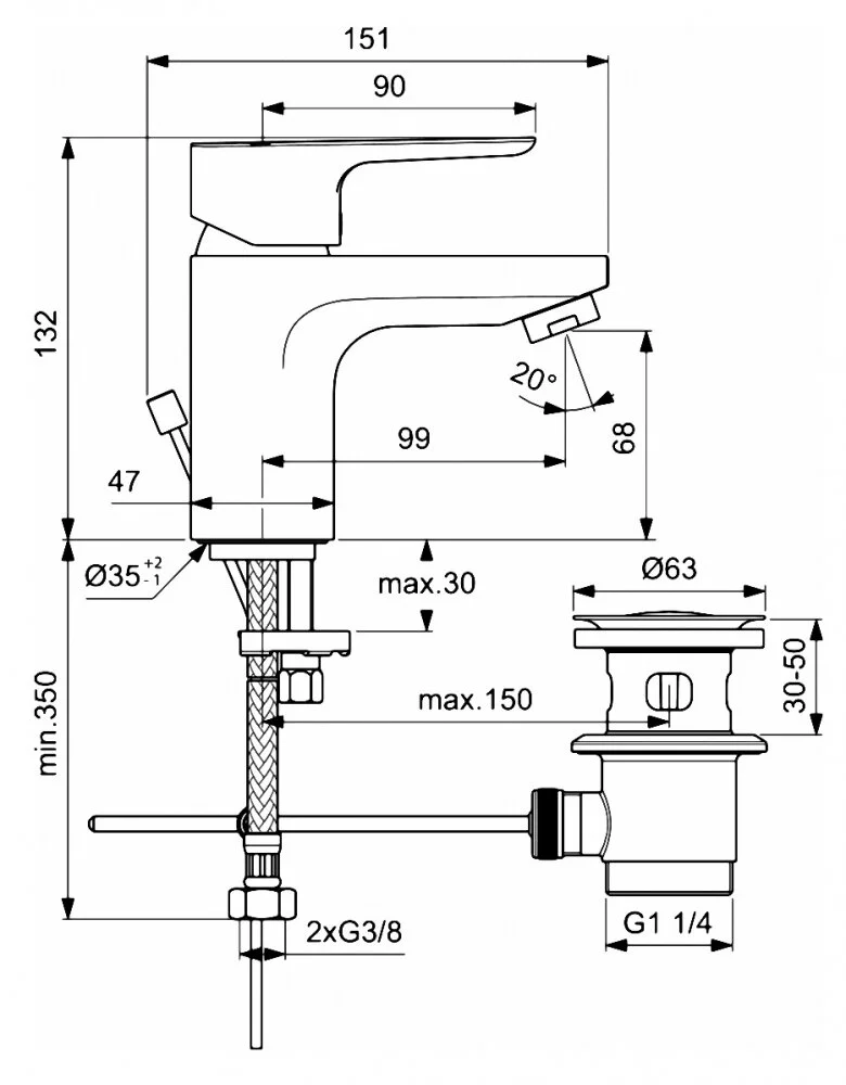 Смеситель для раковины Ideal Standard Ceraplan III BC559AA хром