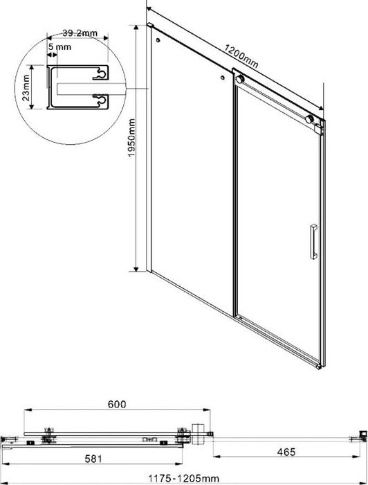 Душевая дверь Vincea Como VDS-1C120CG, стекло тонированное, хром