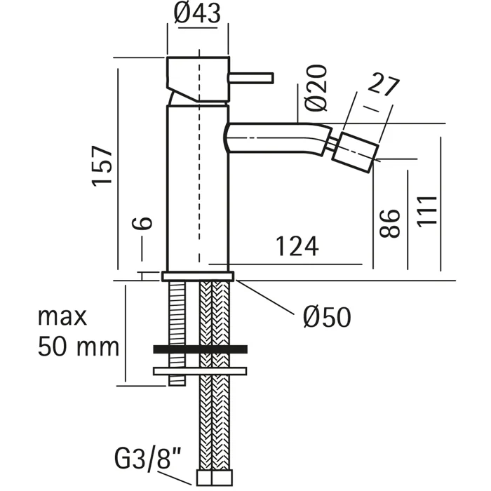 Смеситель для биде Cisal Xion XI000564D1 серый