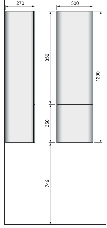 Шкаф-пенал Raval Pure Pur.04.120/P/W белый