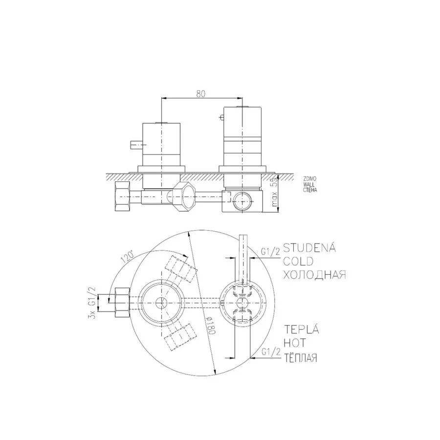 Смеситель для ванны с душем Rav-Slezak Termo DT387 хром