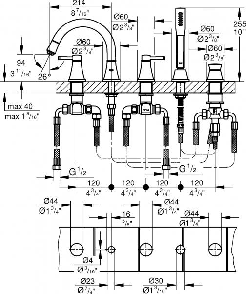 Смеситель для ванны Grohe Grandera 19919000