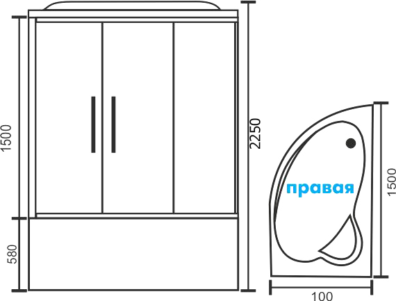 Душевой бокс Royal Bath RB 150ALP-T R