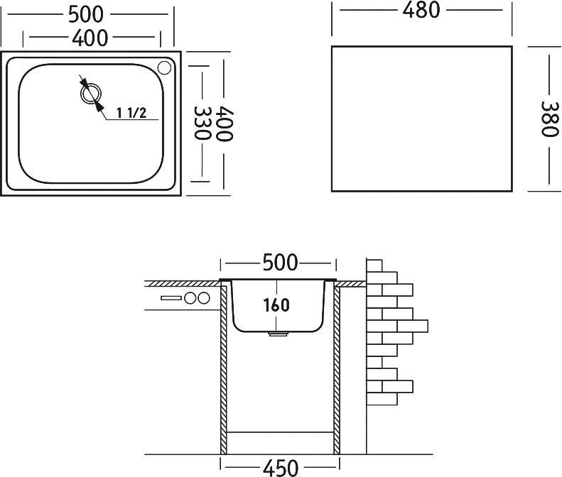 Мойка кухонная Domaci Равенна Ssik DCL 500*400 (6) 2T отверстие под смеситель справа