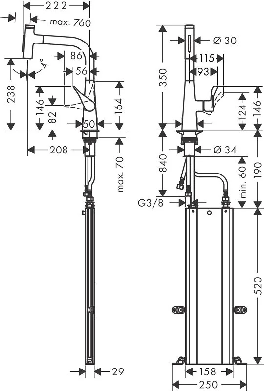 Смеситель для кухни Hansgrohe Metris Select 73817000 хром