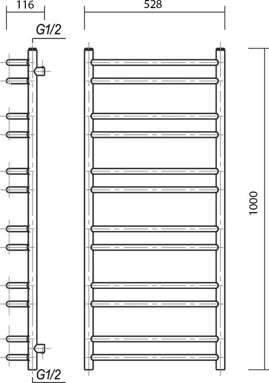 Полотенцесушитель электрический Domoterm Калипсо П12 50x100 хром L