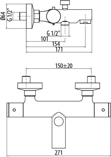 Смеситель для ванны с душем Gattoni Termostatici TS21022C0cr, хром