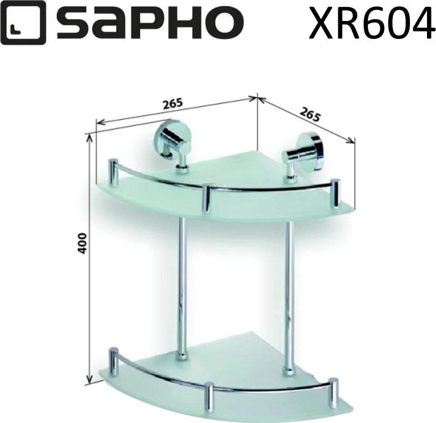 Угловая стеклянная полочка Sapho X-Round XR604 с бортиком, хром