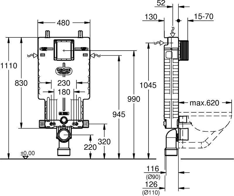 Смывной бачок для унитаза Grohe Renoblock 38780001