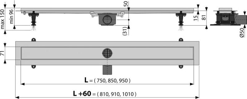 Душевой лоток AlcaPlast Double APZ13-DOUBLE9-750 с двухсторонней решеткой, хром