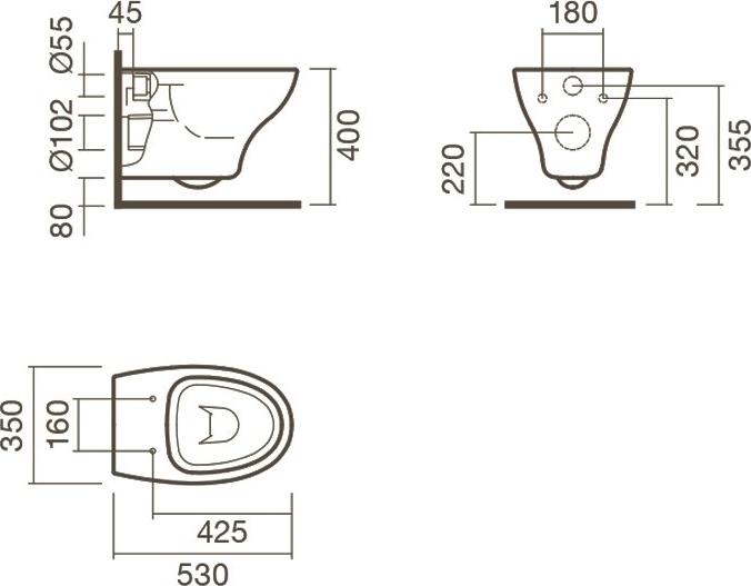 Подвесной унитаз Sanitana Pop N999661arona + гигиенический душ