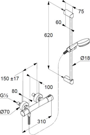 Смеситель для душа Kludi Logo Shower Duo 6857605-00, хром