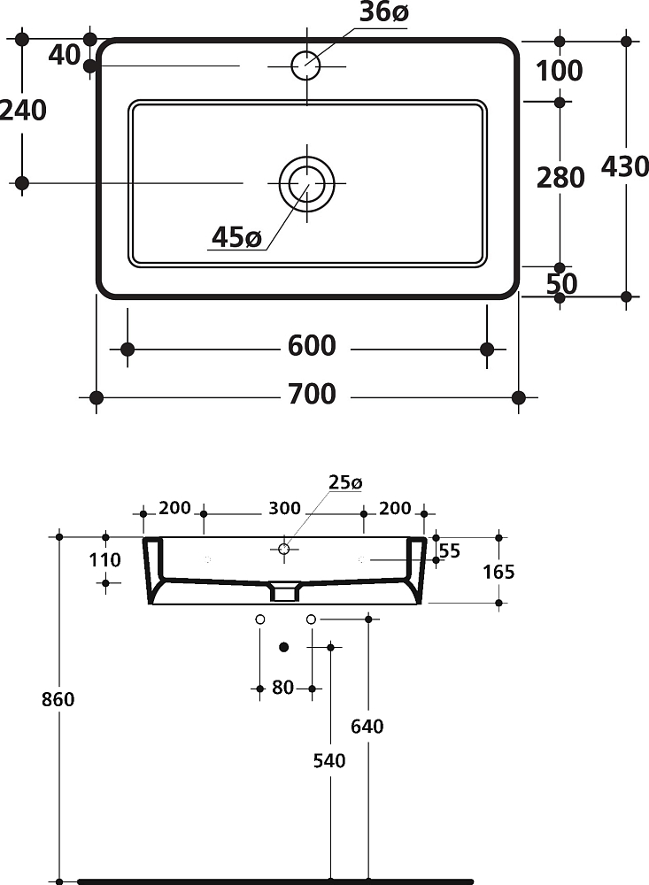 Раковина Kerasan Ego 325001 70 см