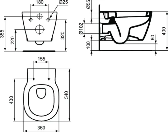 Комплект инсталляция с подвесным унитазом Ideal Standard Connect E8822301PC15 с сиденьем микролифт