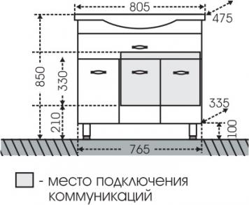 Тумба под раковину СанТа Монарх 700159 76.5 см белый