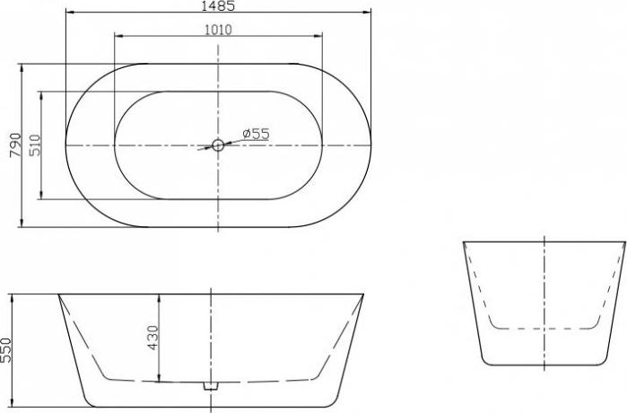 Акриловая ванна BelBagno 148.5х79 BB305-1484