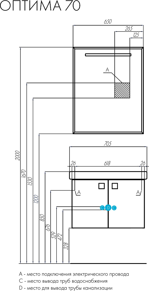 Зеркало с подсветкой Aquaton Оптима 65 1A127002OP010, белый