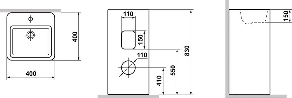 Раковина напольная Laguraty 3010W, 40 х 40 х 83 см