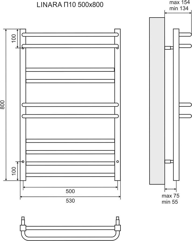 Полотенцесушитель электрический 50x80 см Lemark Linara LM04810E П10, левый/правый