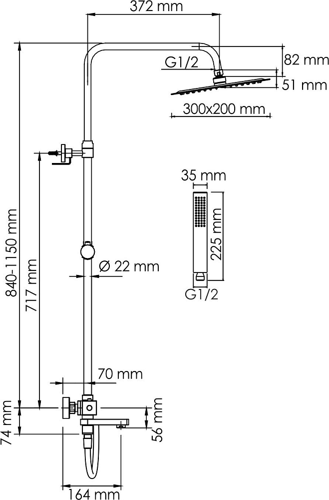 Душевая система Wasserkraft A199.069.103.087.CH Thermo, хром