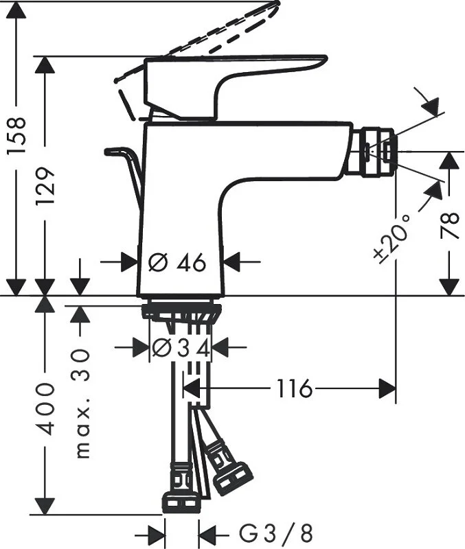 Смеситель для биде Hansgrohe Talis E 71720340 серый