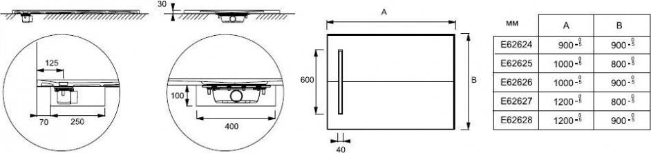 Поддон для душа 120x80 Jacob Delafon Surface E62627-SS2