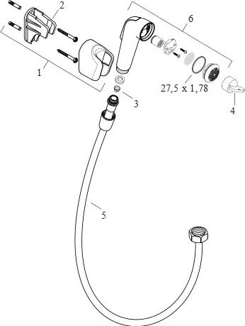 Гигиенический душ Hansgrohe 32127000 со шлангом 125 см