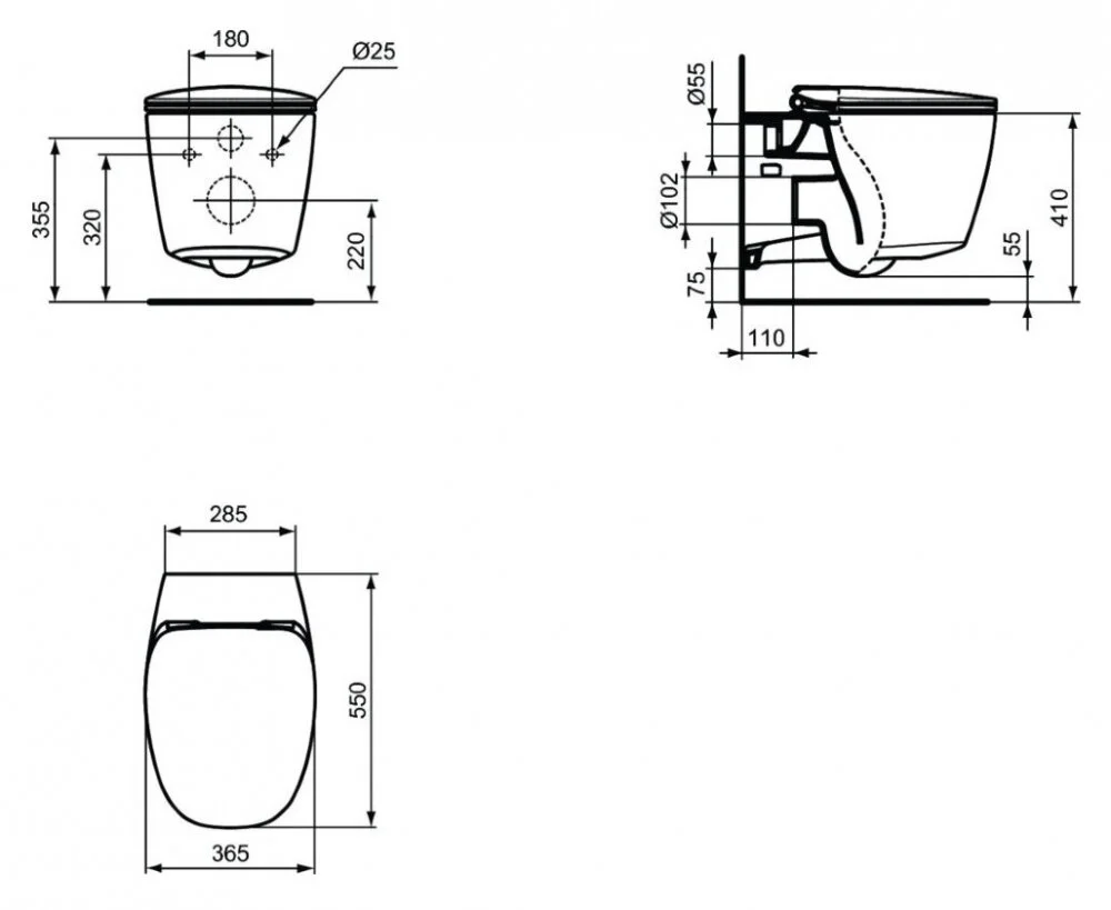 Подвесной унитаз Ideal Standard Dea AquaBlade с сиденьем, белый, T348701/T676601