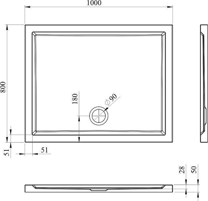 Душевой поддон Lavinia Boho One 100x80 3701510S, белый