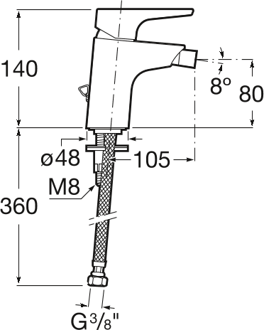 Смеситель для биде Roca Atlas 5A6190C00 с цепочкой