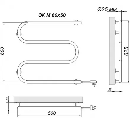 Полотенцесушитель электрический Ника SIMPLE М 60/50 каб, хром