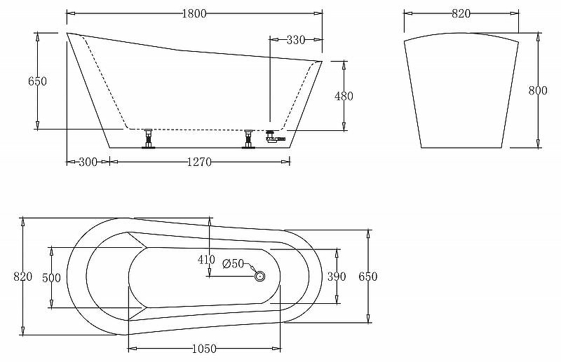 Акриловая ванна BelBagno BB63-1800-W0 180x82, белый