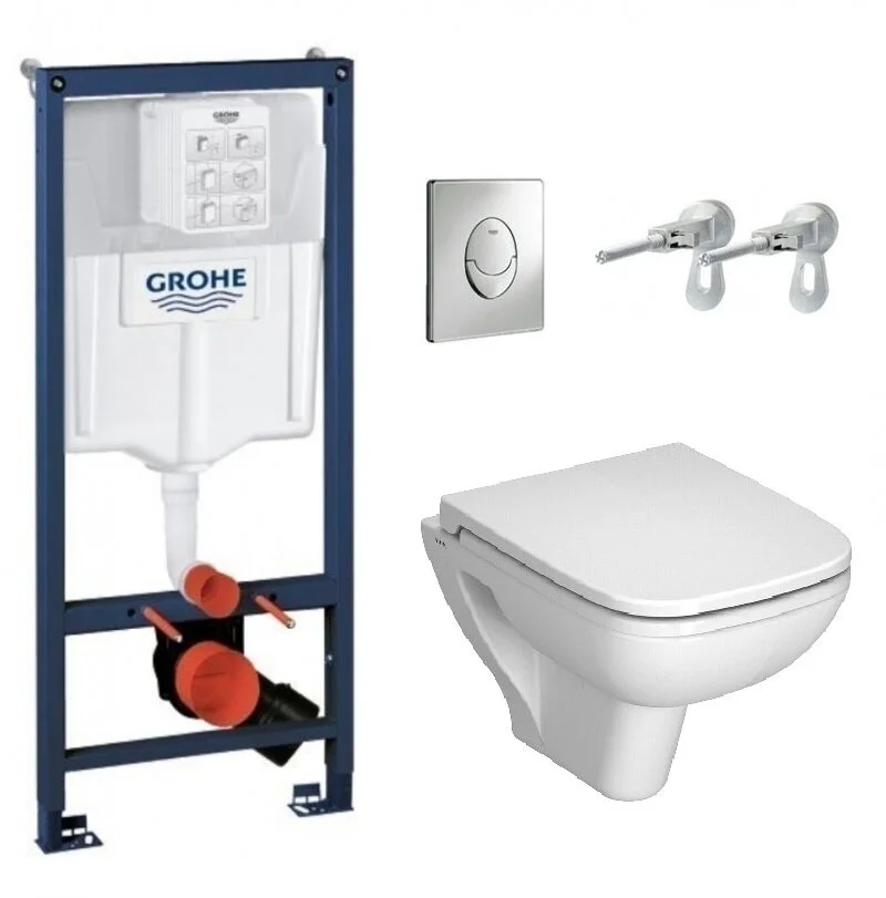 Инсталляция Grohe с унитазом Vitra S20 5507B003-0101, сиденье микролифт, комплект 38721001/5507B003-0101/77-003-009