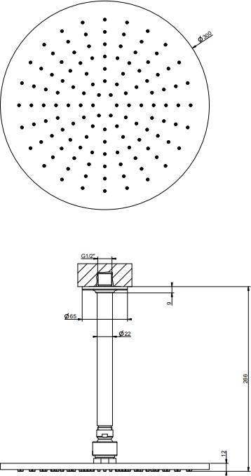 Верхний душ с кронштейном Gessi Inciso 58252#246, золото