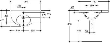 Раковина 79 см Ideal Standard Small+ T012101