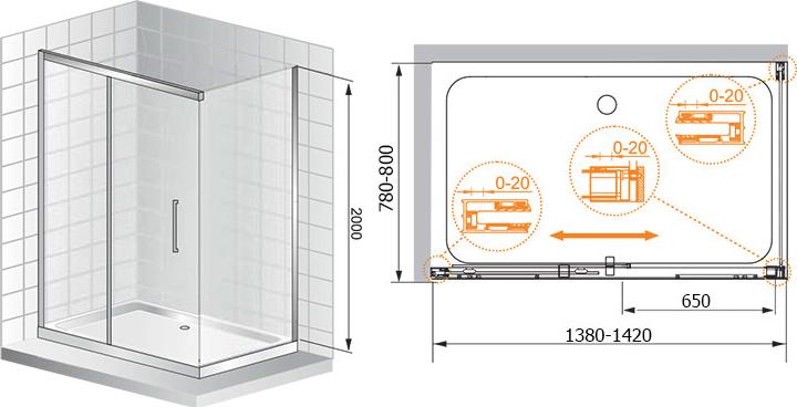 Душевой уголок Cezares Premier Soft W AH1 140/80 C Cr IV