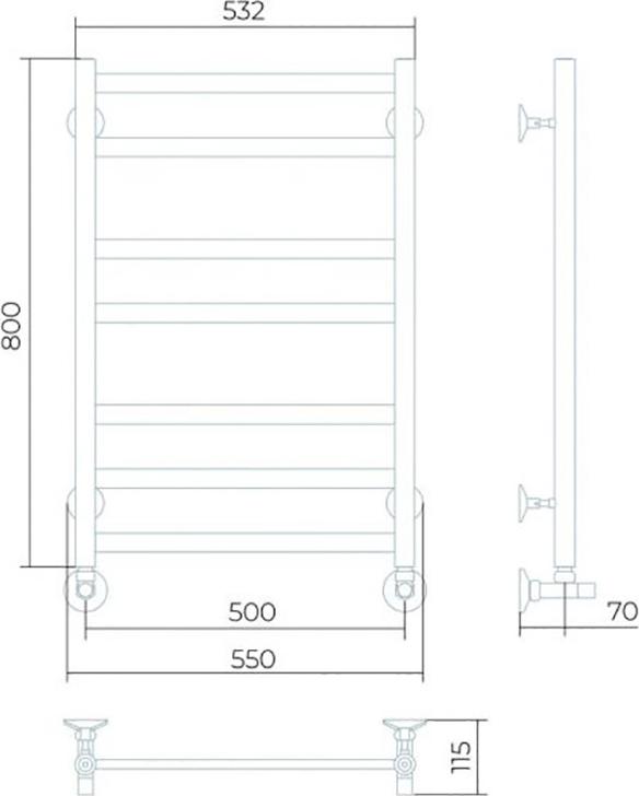 Полотенцесушитель водяной Larusso Кватро П7 50x80 4670078535764, хром