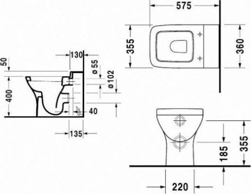 Приставной унитаз Duravit PuraVida 2132090000