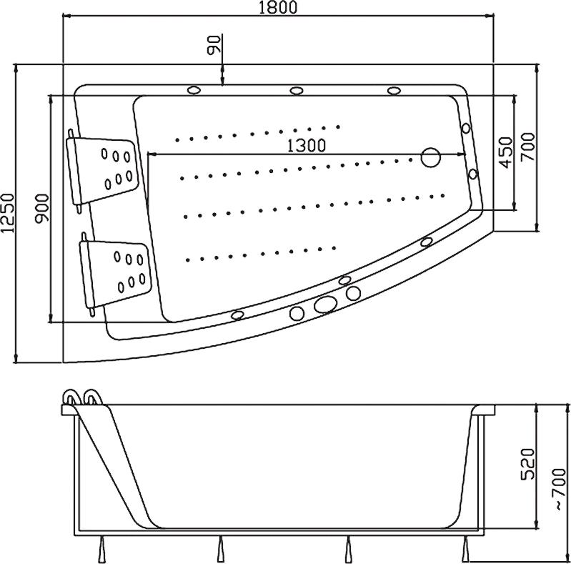 Акриловая ванна Victory Spa Gemini 180 S-3 L