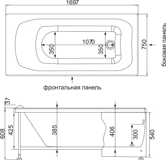 Акриловая ванна Aquanet Rosa 170х75 00205415