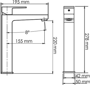 Смеситель Wasserkraft Abens 2003H для раковины, черный матовый